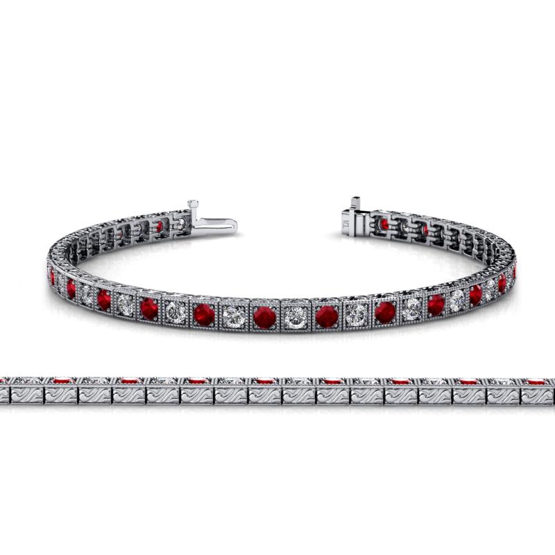 Nancie 3.30 mm Ruby and Diamond Eternity Tennis Bracelet 