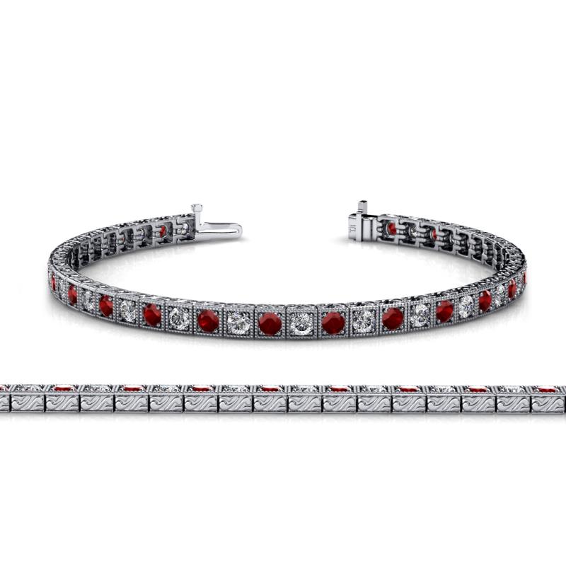 Nancie 3.30 mm Red Garnet and Diamond Eternity Tennis Bracelet 