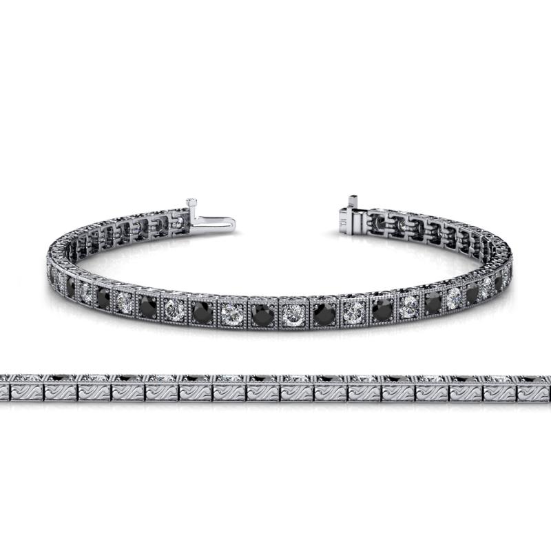 Nancie 3.30 mm Black and White Diamond Eternity Tennis Bracelet 