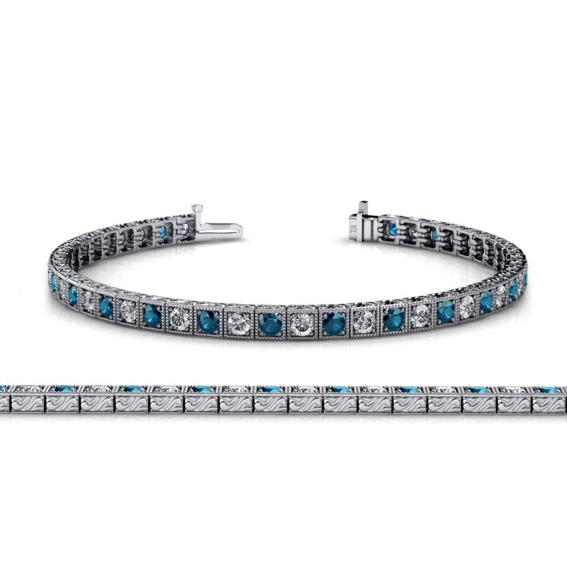 Nancie 3.30 mm Blue and White Diamond Eternity Tennis Bracelet 