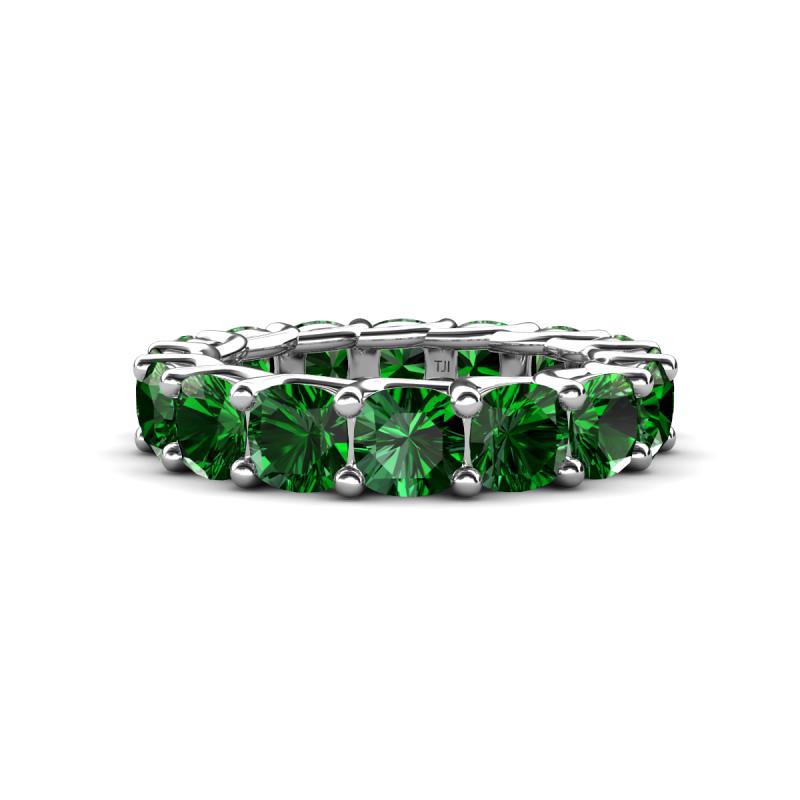Luna 4.80 ctw (4.00 mm) Cushion Shape Lab Created Emerald U Prong Eternity Band 
