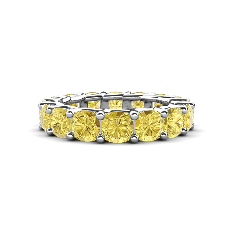 Luna 7.04 ctw (4.00 mm) Cushion Shape Lab Created Yellow Sapphire U Prong Eternity Band 