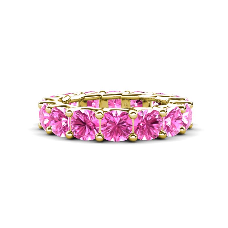 Luna 7.04 ctw (4.00 mm) Cushion Shape Lab Created Pink Sapphire U Prong Eternity Band 