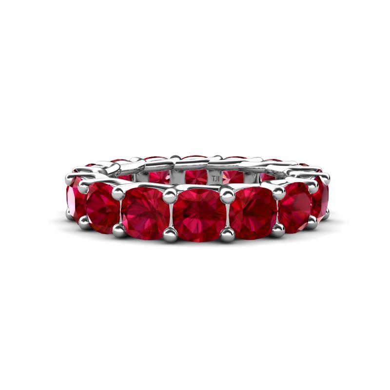 Luna 7.04 ctw (4.00 mm) Cushion Shape Lab Created Ruby U Prong Eternity Band 