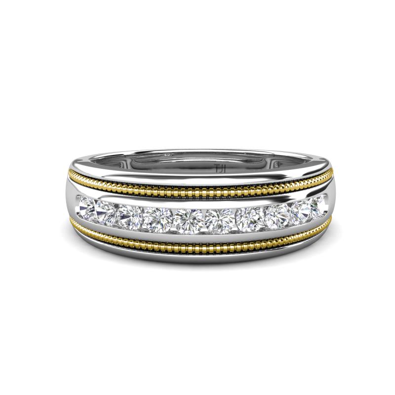 Zaid 0.50 ctw (2.40 mm) Round Natural Diamond Two Toned and High Polished Edges Men Wedding Band 