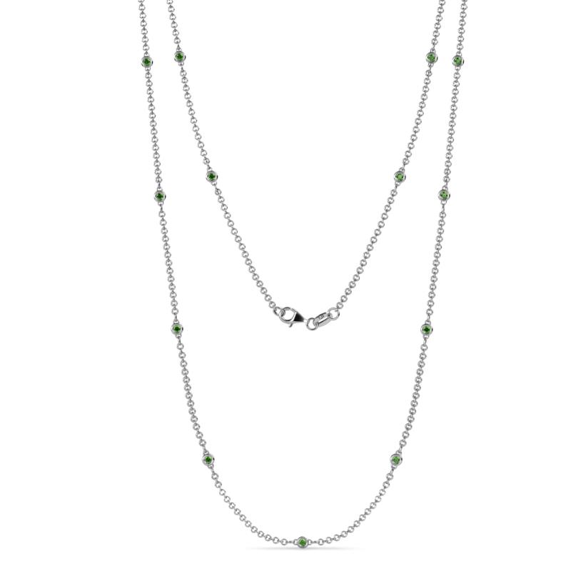 Lien (13 Stn/1.9mm) Green Garnet on Cable Necklace 