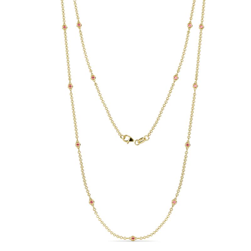 Lien (13 Stn/1.9mm) Pink Tourmaline on Cable Necklace 