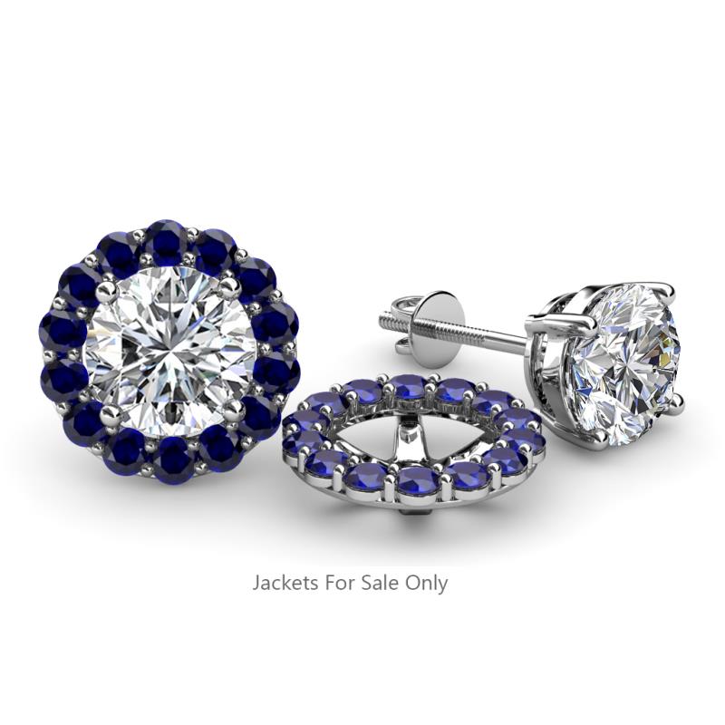Serena 0.88 ctw (2.00 mm) Round Blue Sapphire Jackets Earrings 