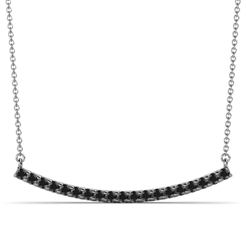 Nancy 2.00 mm Round Black Diamond Curved Bar Pendant Necklace 