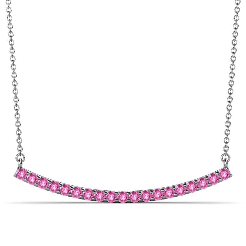Nancy 2.00 mm Round Pink Sapphire Curved Bar Pendant Necklace 