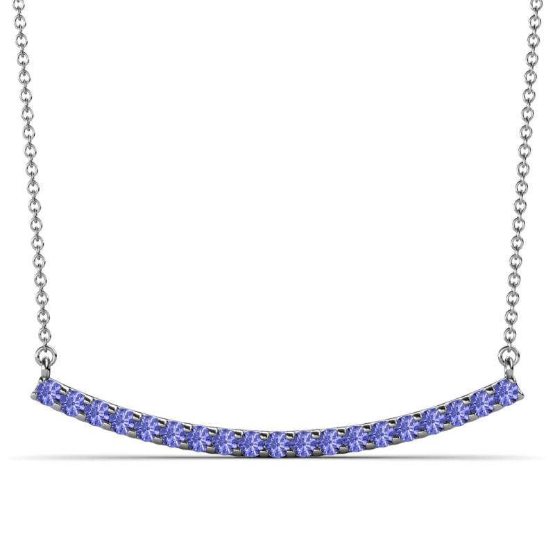 Nancy 2.00 mm Round Tanzanite Curved Bar Pendant Necklace 