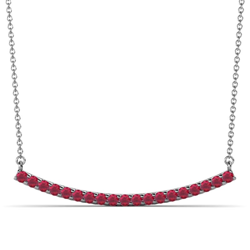 Nancy 2.00 mm Round Ruby Curved Bar Pendant Necklace 
