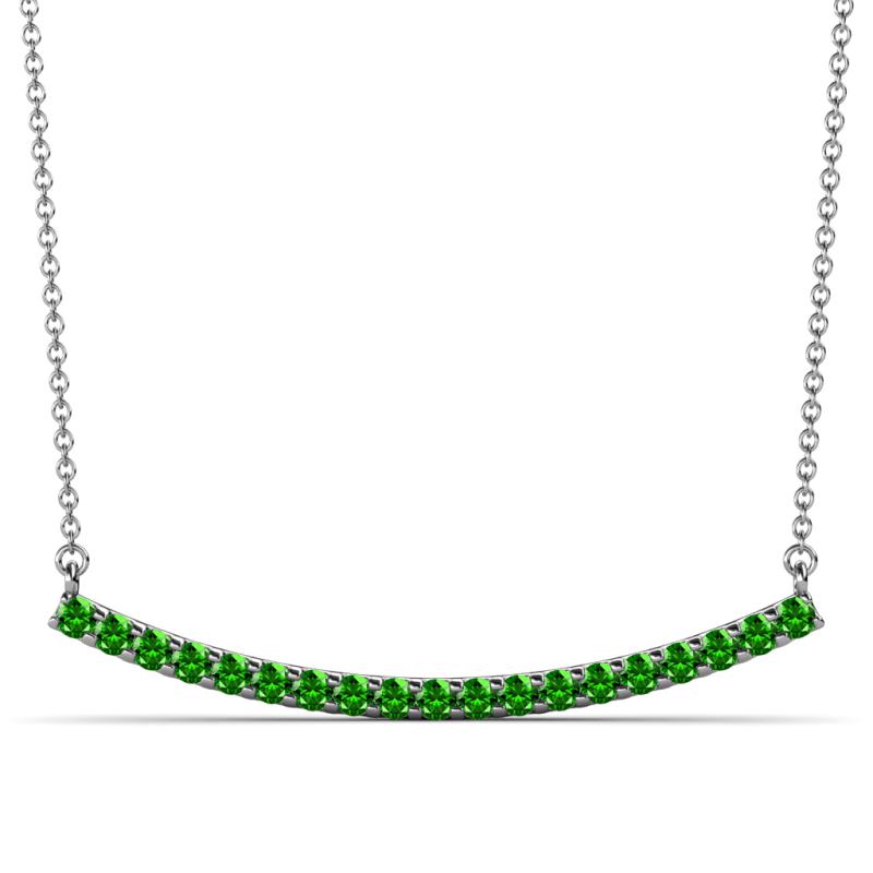 Nancy 2.00 mm Round Green Garnet Curved Bar Pendant Necklace 