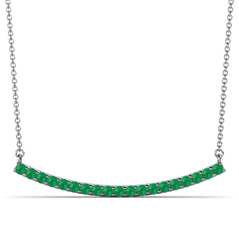 Nancy 2.00 mm Round Emerald Curved Bar Pendant Necklace 