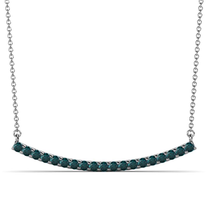 Nancy 2.00 mm Round London Blue Topaz Curved Bar Pendant Necklace 