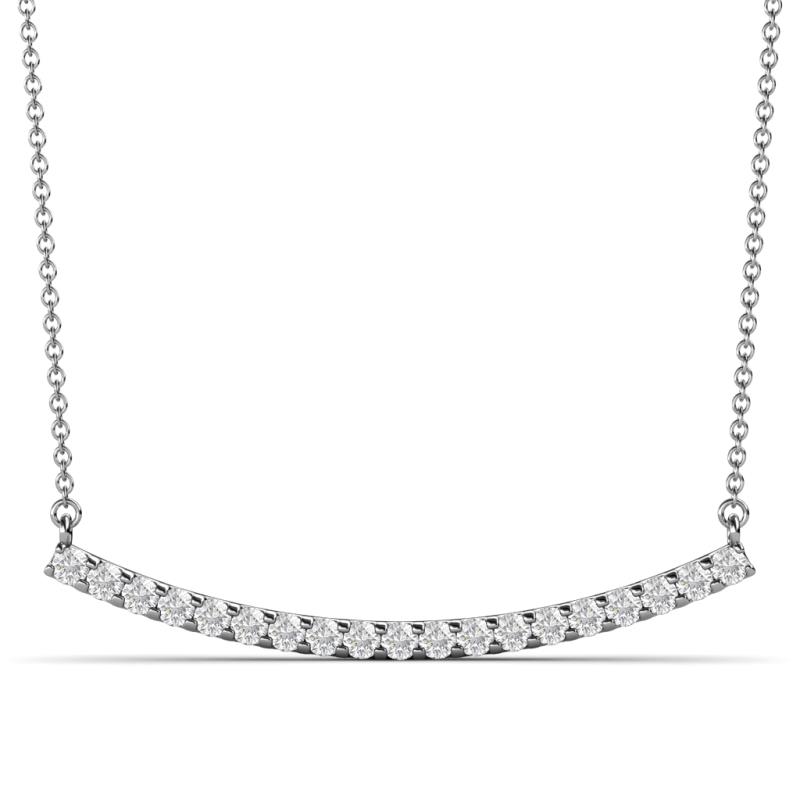 Nancy 2.00 mm Round White Sapphire Curved Bar Pendant Necklace 