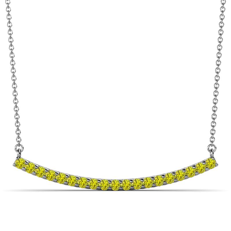 Nancy 2.00 mm Round Yellow Diamond Curved Bar Pendant Necklace 
