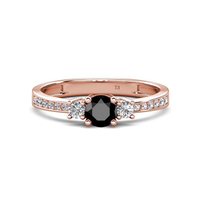 Aniyah 0.71 ctw (5.00 mm) Classic Three Stone Round Black Diamond and Lab Grown Diamond Engagement Ring 