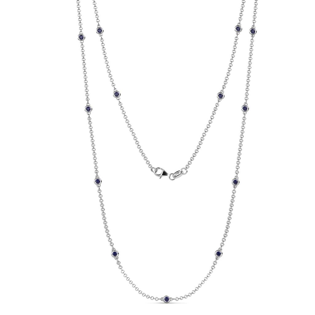 Lien (13 Stn/2.3mm) Blue Sapphire on Cable Necklace 