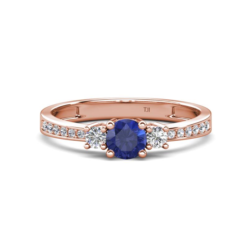 Aniyah 0.61 ctw (5.00 mm) Classic Three Stone Round Iolite and Lab Grown Diamond Engagement Ring 