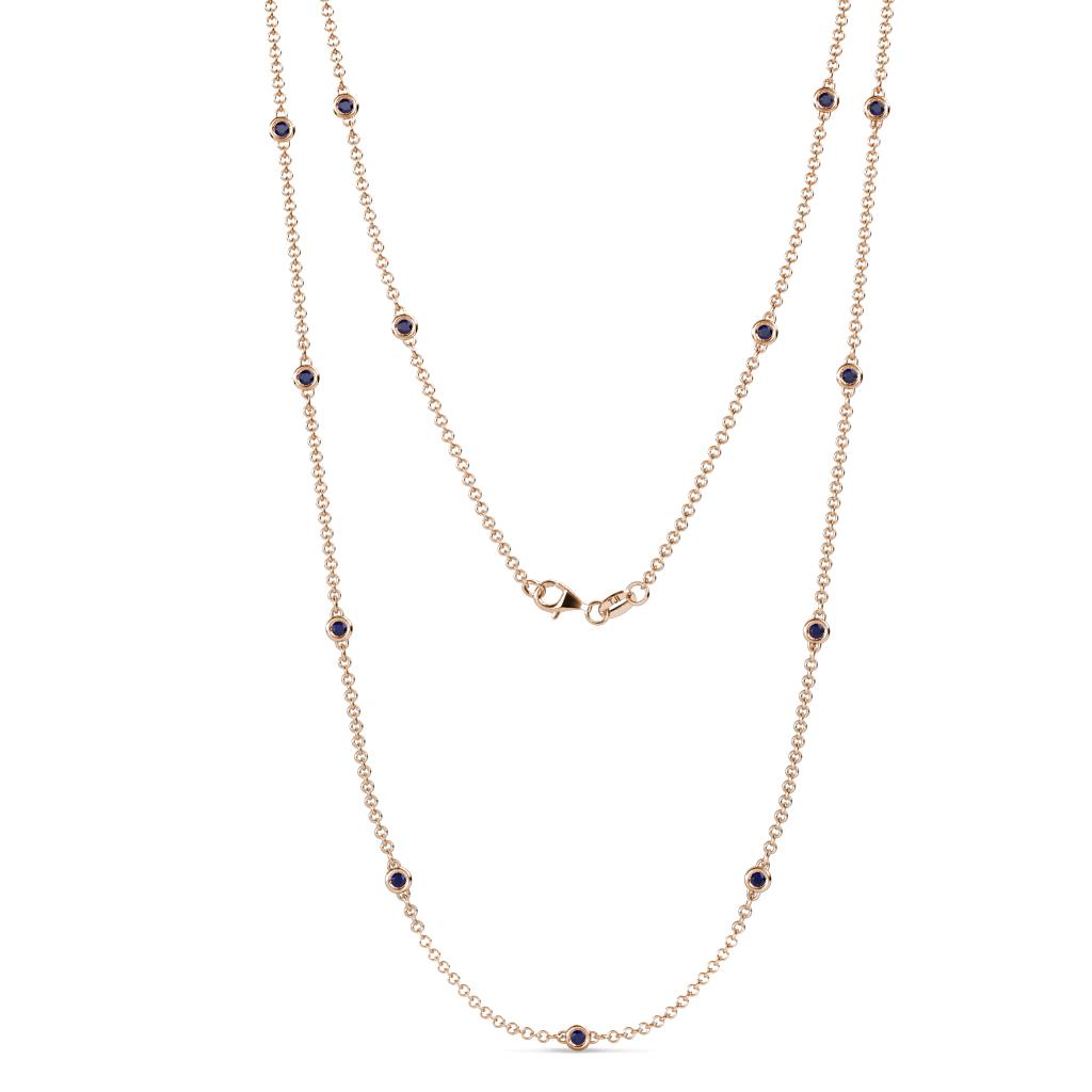 Lien (13 Stn/2.3mm) Blue Sapphire on Cable Necklace 