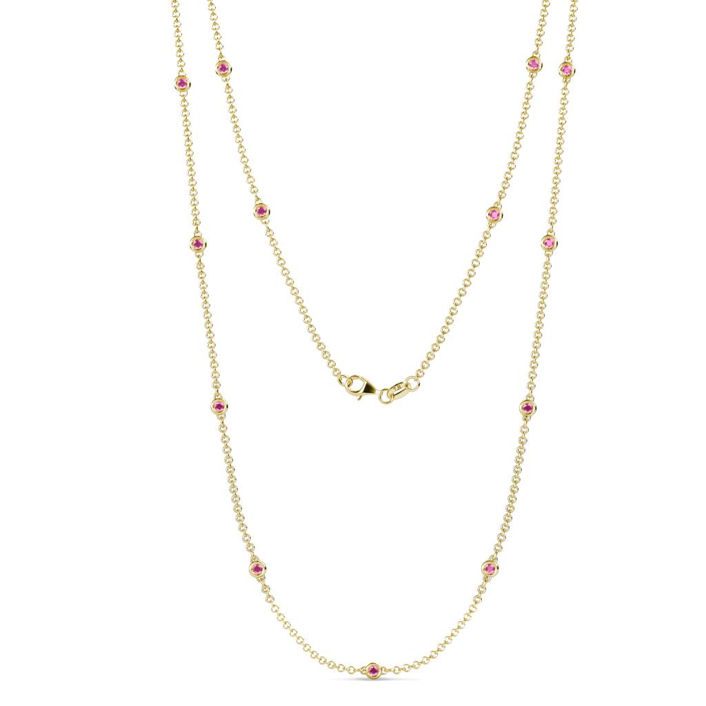 Lien (13 Stn/2.3mm) Pink Sapphire on Cable Necklace 
