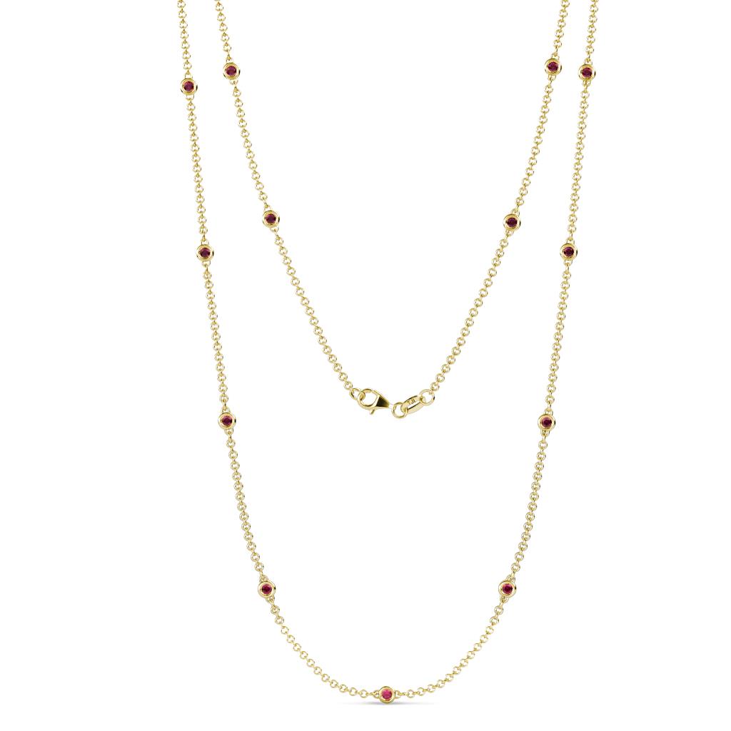 Lien (13 Stn/2.3mm) Ruby on Cable Necklace 