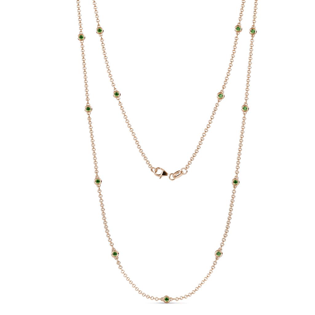Lien (13 Stn/2.3mm) Green Garnet on Cable Necklace 