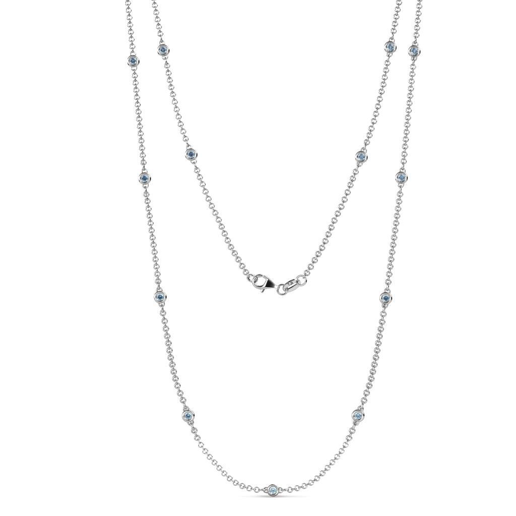 Lien (13 Stn/2.3mm) Aquamarine on Cable Necklace 