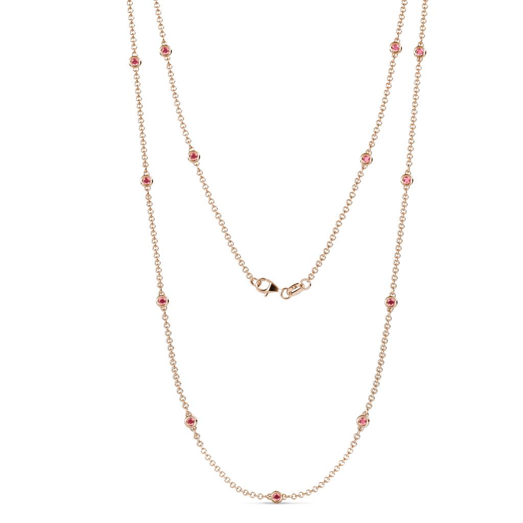 Lien (13 Stn/2.3mm) Pink Tourmaline on Cable Necklace 