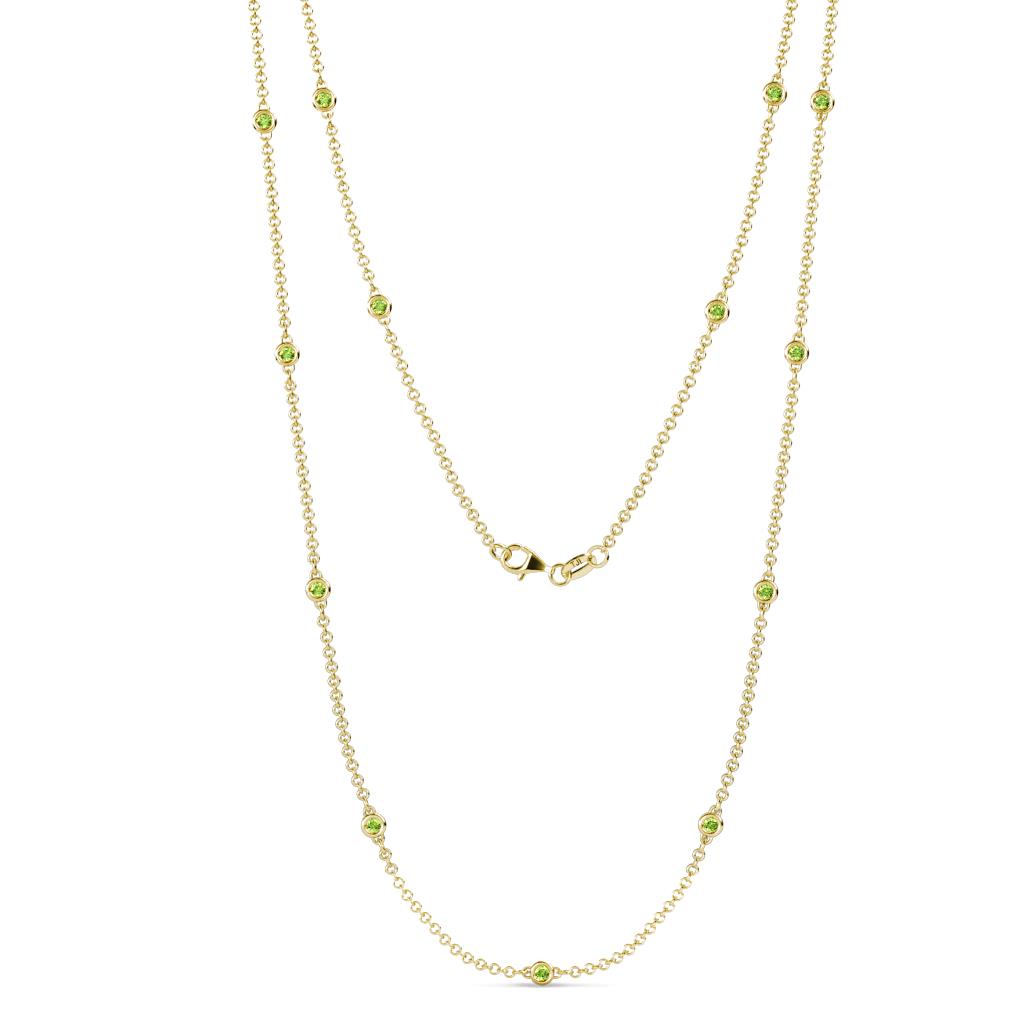 Lien (13 Stn/2.3mm) Peridot on Cable Necklace 