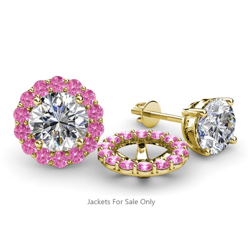 Serena 0.88 ctw (2.00 mm) Round Pink Sapphire Jackets Earrings 