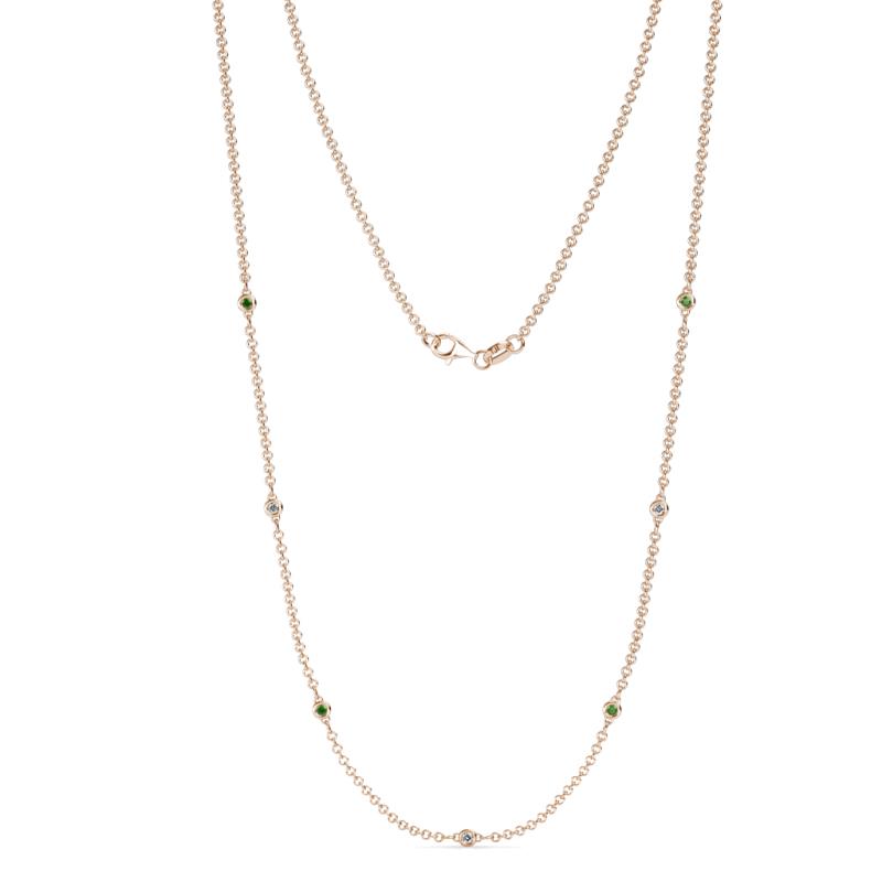 Salina (7 Stn/1.9mm) Green Garnet and Diamond on Cable Necklace 