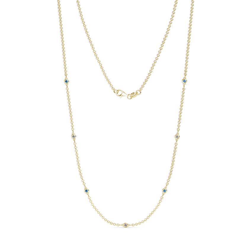 Salina (7 Stn/1.9mm) Blue Topaz and Diamond on Cable Necklace 