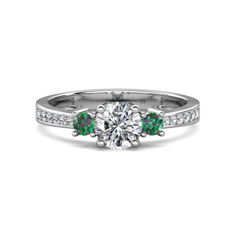 Aniyah 1.38 ctw (6.50 mm) IGI Certified Classic Three Stone Round Lab Grown Diamond (VS1/F) and Lab Created Alexandrite Engagement Ring 
