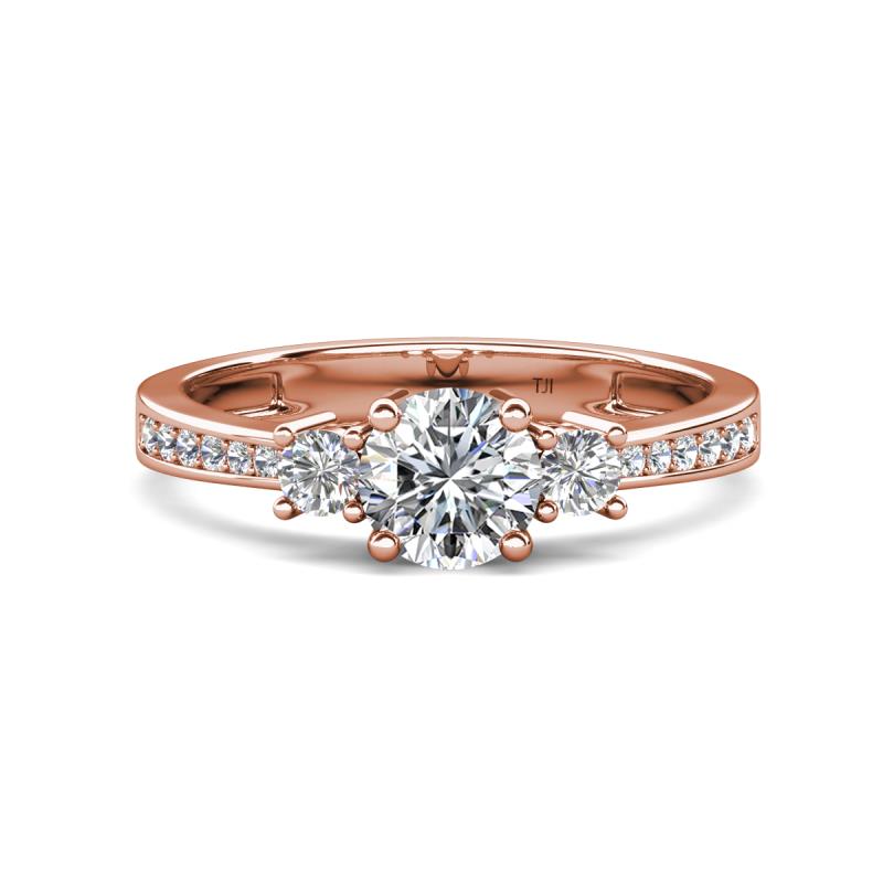 Aniyah 1.34 ctw (6.50 mm) IGI Certified Classic Three Stone Round Lab Grown Diamond (VS1/F) and Natural Diamond Engagement Ring 