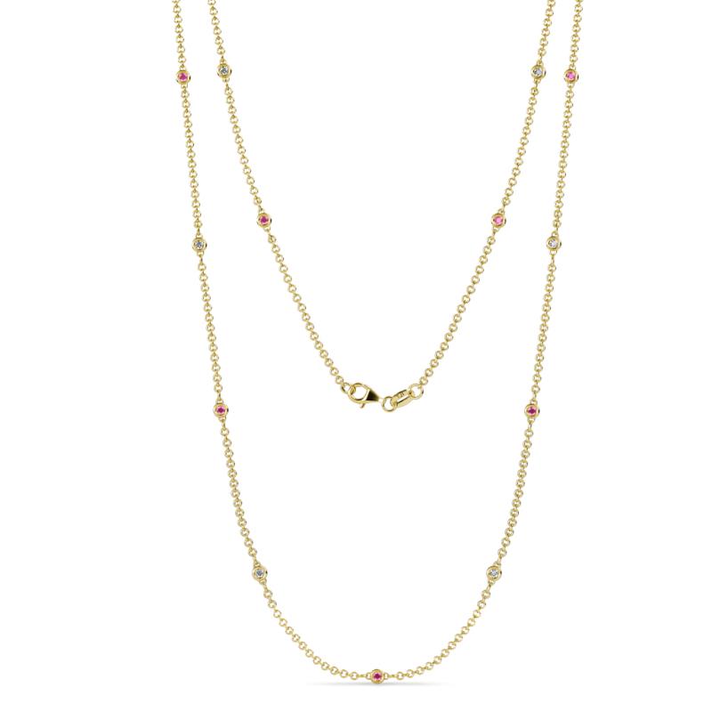 Lien (13 Stn/1.9mm) Pink Sapphire and Diamond on Cable Necklace 