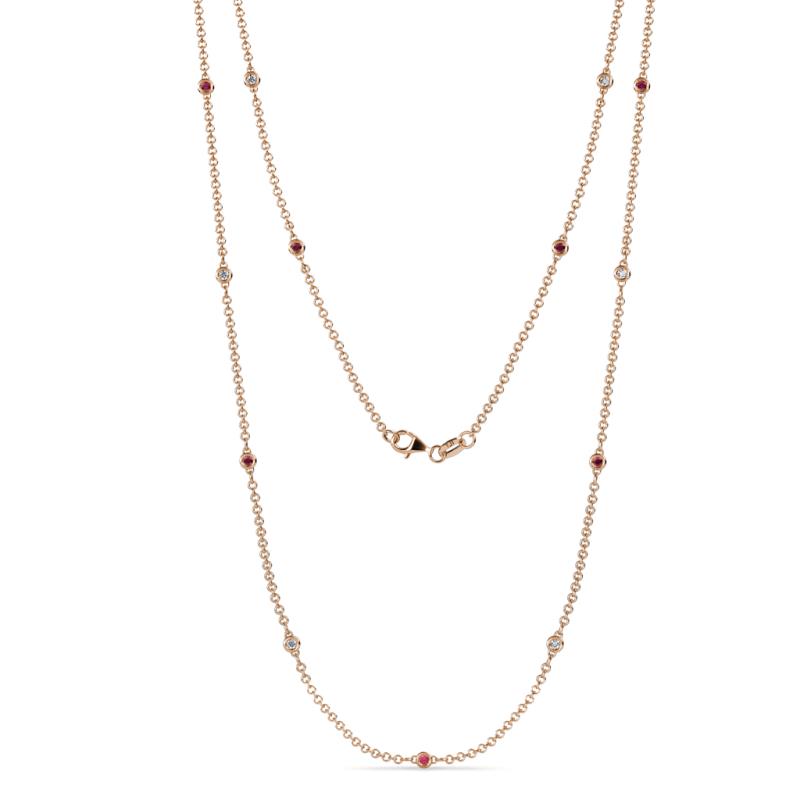 Lien (13 Stn/1.9mm) Ruby and Diamond on Cable Necklace 
