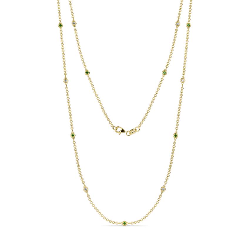 Lien (13 Stn/1.9mm) Green Garnet and Diamond on Cable Necklace 