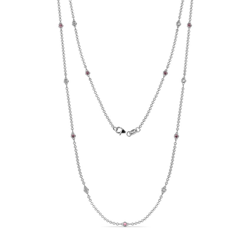 Lien (13 Stn/1.9mm) Rhodolite Garnet and Diamond on Cable Necklace 