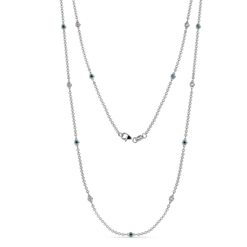 Lien (13 Stn/1.9mm) Blue and White Diamond on Cable Necklace 
