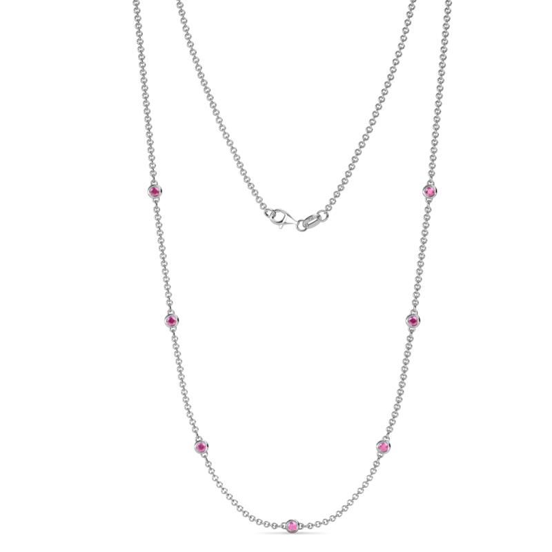 Salina (7 Stn/2.3mm) Pink Sapphire on Cable Necklace 