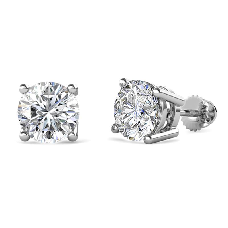 Alina GIA Certified Round Diamond 3.00 ctw (VS2/F) Four Prongs Solitaire Stud Earrings 
