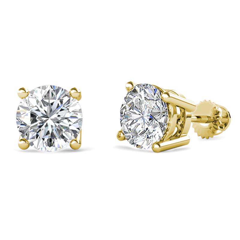Alina GIA Certified Round Diamond 4.00 ctw (SI2/HI) Four Prongs Solitaire Stud Earrings 