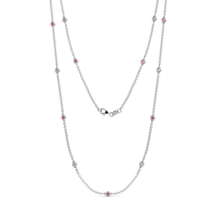 Lien (13 Stn/2.3mm) Pink Sapphire and Diamond on Cable Necklace 