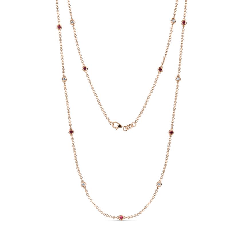 Lien (13 Stn/2.3mm) Ruby and Diamond on Cable Necklace 
