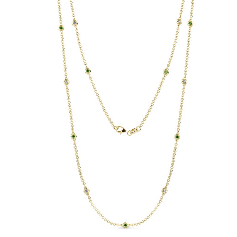 Lien (13 Stn/2.3mm) Green Garnet and Diamond on Cable Necklace 