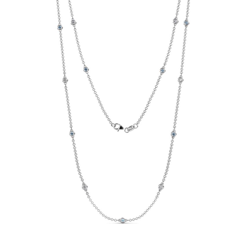 Lien (13 Stn/2.3mm) Aquamarine and Diamond on Cable Necklace 