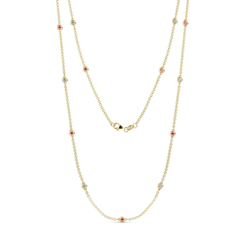 Lien (13 Stn/2.3mm) Pink Tourmaline and Diamond on Cable Necklace 