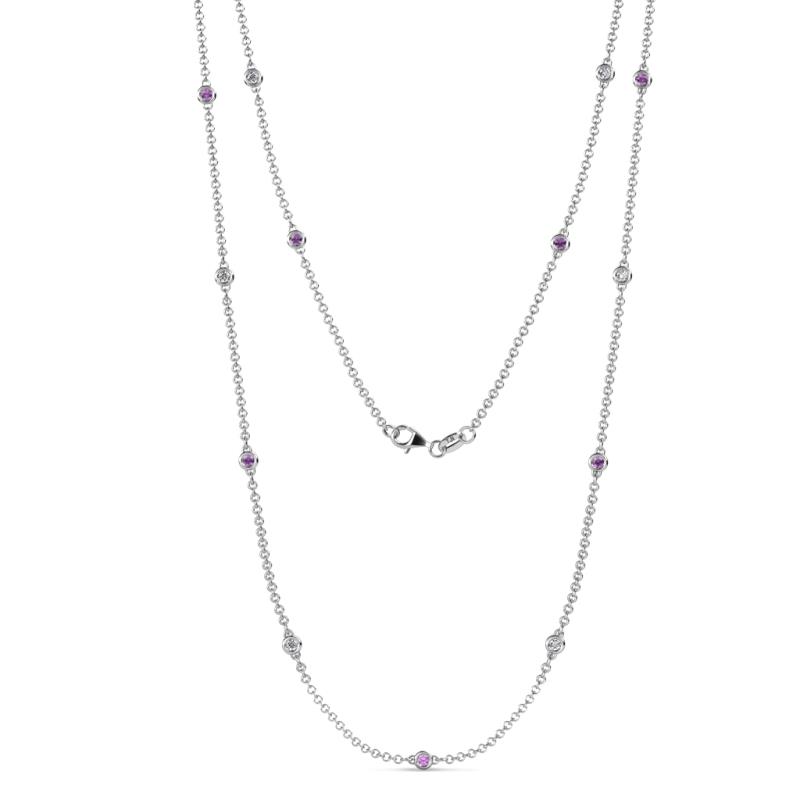 Lien (13 Stn/2.3mm) Amethyst and Diamond on Cable Necklace 